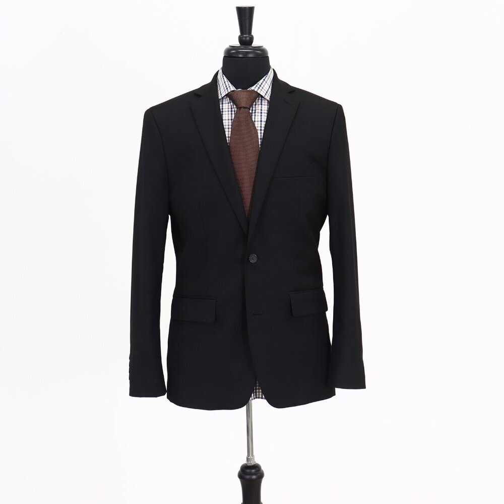 APT 9 40R Black Solid 2-Button Sport Coat Blazer Jacket G388